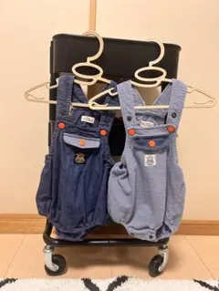 デニム風ロンパース　サロペット　2着セット 双子　70-80cm
