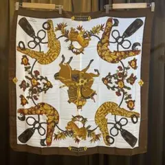 値下げ可 HERMES 馬と花のデザイン スカーフ