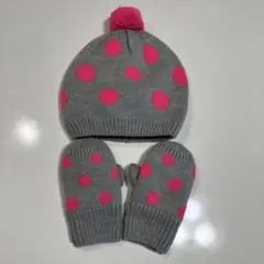 baby Gap ドット柄ニットの帽子ミトンセット