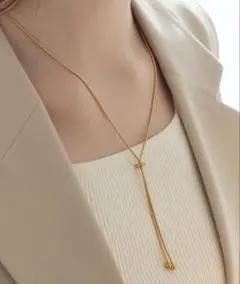 CENE ドットロングネックレス　ゴールドのサムネイル