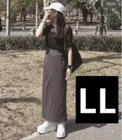 【新品未使用】しまむら　 Yu_co ウエスト変形ナロースカート　グレー　LL