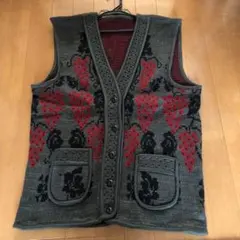 花柄ニットベスト　前あきボタン