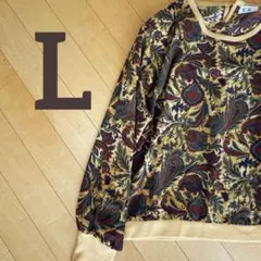 美品　sizeＬ　日本製　ペイズリー柄　長袖　ショート丈　里麻