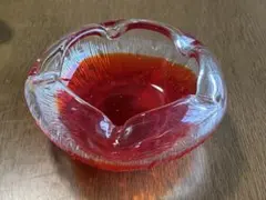 レトロ　ビンテージ　ガラス灰皿 赤透明