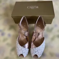 【Chacott 】新品未使用ピンク 社交ダンスシューズ23•5　ヒールカバー付 CHACOTT - 社交ダンス 衣装 ラテン シューズ 23 1/2サイズ ピンク系