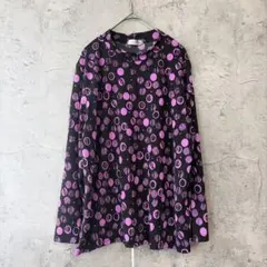 スタンドネック　長袖　カットソー　LL 大きいサイズ　派手　ドット　水玉　薄手