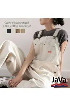Javaコラボ 100%コットン サロペット アイボリー