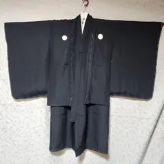 #6-045 (未使用品) 七五三 男児 正絹 四つ身着物 紋付きアンサンブル