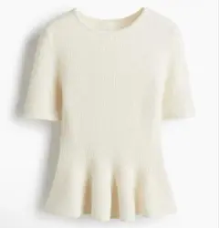 H&M リブニットペプラムトップス 半袖のサムネイル