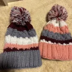 【試着のみ】色違いカラフルニット帽2個セット
