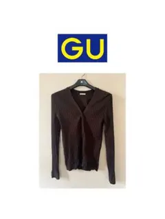 【GU】ワイドリブVネックカーディガン　長袖　レディース　無地