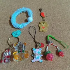 レトロ　キーホルダー　チャーム　ストラップ　セット