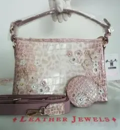 レザージュエルズ☆クロコ型押しフラワーモチーフ2wayバッグZAOタマミワタナベ