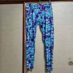 青紫タイダイ フィットパンツ ヨガ ピラティス スポーツウェア メンズ XL相当