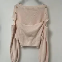 NICE CLAUPオフショルダーリブニットセーター F ピンク