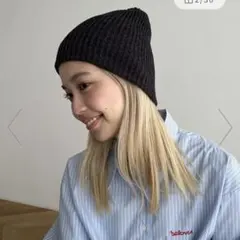 canal jean El mar カラーリブニットCAP チャコールグレーのサムネイル