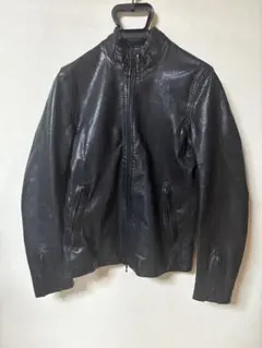 ナノユニバース　ブラックレザーシングルライダースジャケット
