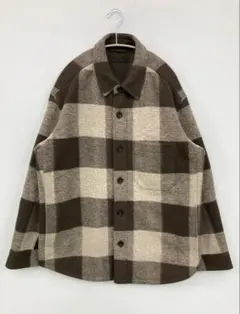 ユニクロ　オーバーシャツジャケット　ブラウン　チェック