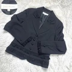 【美品】L'ESTROSE フリル付きテーラードブラックジャケット 2
