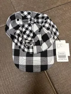 チェック柄キャップ ブラック・ホワイト