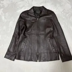 【本羊革】ダークブラウン レザー シングルライダースジャケット 11号