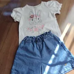 うさぎモチーフ 半袖Tシャツ デニムショートパンツ セットのサムネイル