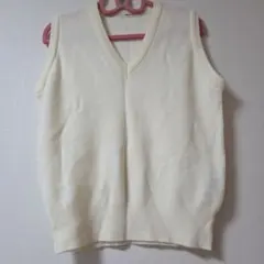 TONBOW　ニットベスト　白ホワイト　M　S　Vネック　アイボリー