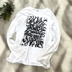 長袖 Tシャツ グラフィックプリント ロンT ホワイト
