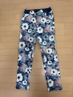花柄 パンツ M ストレッチ ウエストゴム 美脚