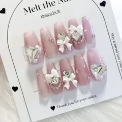 【サイズオーダー可】ネイルチップ フレンチガーリー マグネット スナ系 量産型