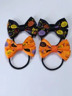 476 ヘアゴム　黒とオレンジ