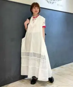 TORITO × BEAMS BOYスモックノースリーブワンピレースパッチワークのサムネイル