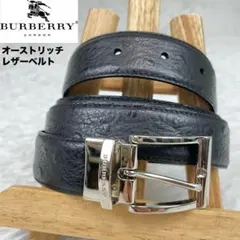 超極美品✨Burberry✨バーバリーロンドン✨オーストリッチ✨レザーベルト✨黒