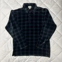 ALFANI チェックニットポロ ベロア生地のサムネイル