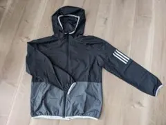 adidas　ナイロンジャケット　黒✕グレー　レディースOTサイズ　シャカシャカ