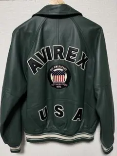 極美品■AVIREX【L】シグネチャー バーシティージャケット アーチロゴ 本革のサムネイル