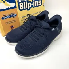 【未使用級】スケッチャーズ　スリップインズ　ハンズフリー　スニーカー　紺色　25