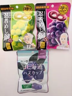 【3種セット】忍者めし　ハードグミ　グレープ　マスカット　北海道ハスカップグミのサムネイル