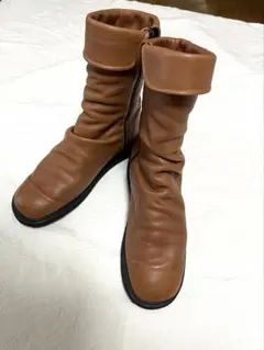 24.5センチ　ブラウンレザー ブーツ ジッパー付き