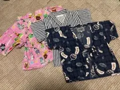 ベビー甚平 3点セット（ピンク、ストライプ、ネイビー）