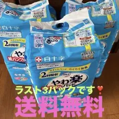 未開封 3袋セット 白十字 紙パンツ用 尿取りパット 48枚 2回分 男女 