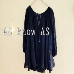 AS KNOW AS PINKY シンプルフレアワンピース（フリーサイズ）紺色