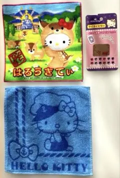 奈良ご当地ハローキティ他　ミニタオル2枚＆ケイタイミラーセット