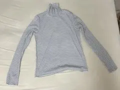 GU ソフトリブタートルネック　長袖ボーダー