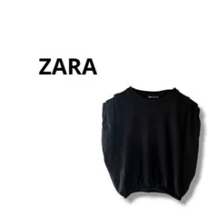 【ザラ】ノースリーブ　トップス　無地　カジュアル　シンプル　S 黒