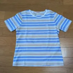 M'GREGOR 半袖Tシャツ Mサイズ 青とベージュストライプのサムネイル