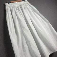 UNIQLO 라이트 민트 볼륨 개더 롱 스커트 허리 고무 L