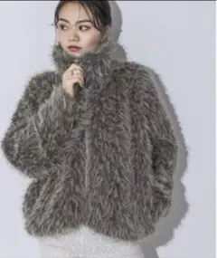 JEANASIS グレー ショート丈 ファーコート FREEサイズ