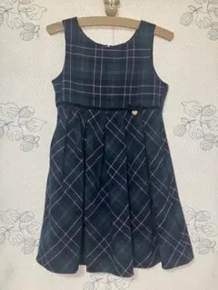 【美品】ネイビー系チェック ワンピース 120cm