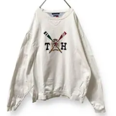 TOMMY HILFIGER OLD 刺繍 スウェット トレーナー 白 L
